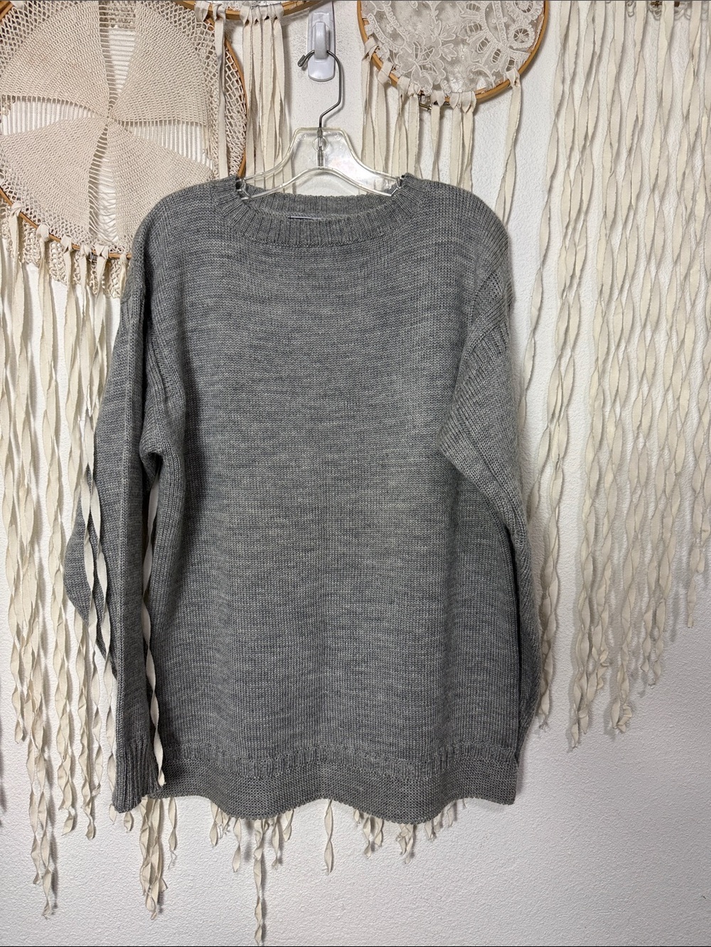 Woolovers Men's Gray 100% Pure Wool Knitted Guernsey Sweater Size L